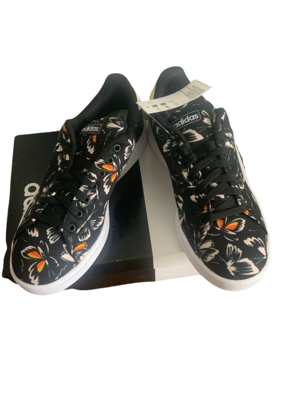 Adidas x Farm Rio Court Sneakers Women’s Size 8. Black Butterfly Print Tennis - Picture 2 of 8